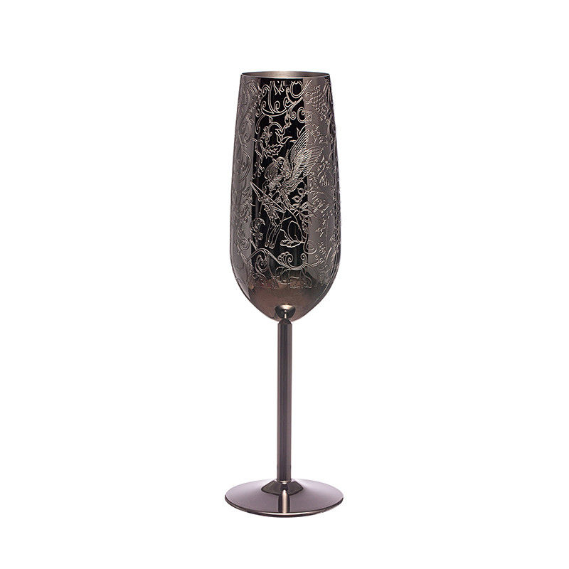 Edelstahl Champagnerflöten Glas Metall Schwarz beschichtet Weingläser für Outdoor-Party