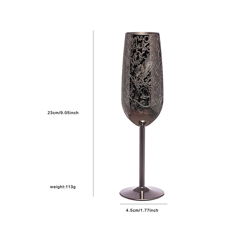 Edelstahl Champagnerflöten Glas Metall Schwarz beschichtet Weingläser für Outdoor-Party