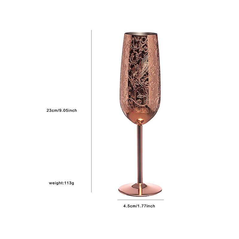 Gravierende Edelstahl Champagnerflöten Glas 200 ml Champagnergläser für Partys und Jahrestage
