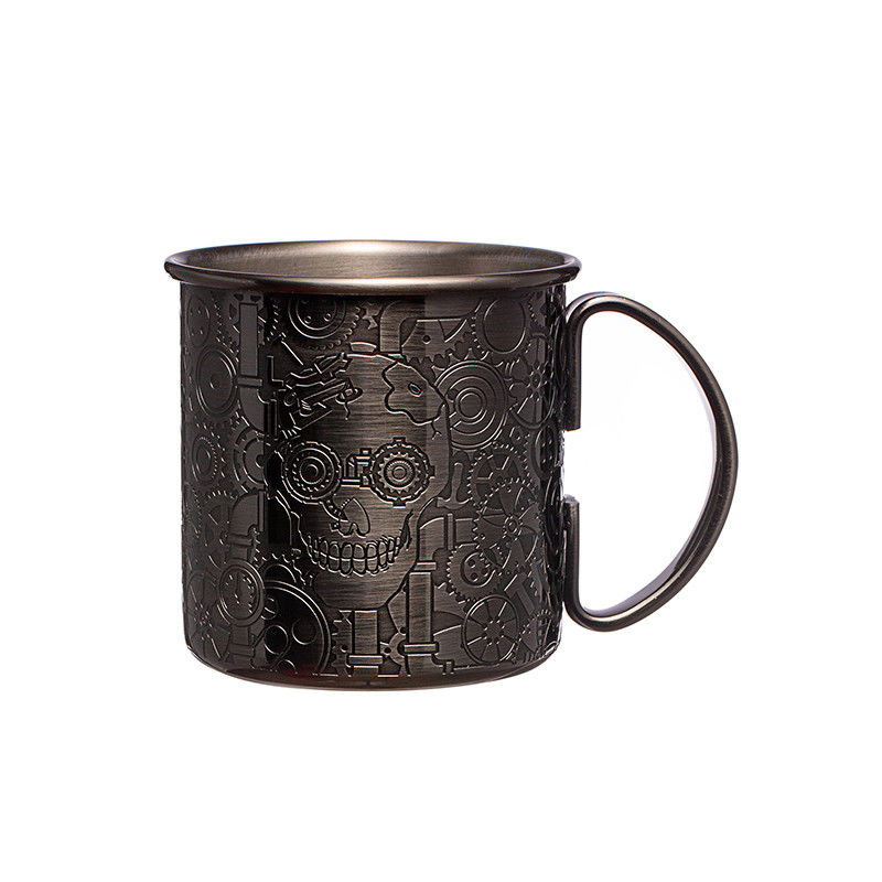 Gravierendes Design aus Edelstahl 304 Maulbecher Schwarz Reise Camping Weinbecher für die Party