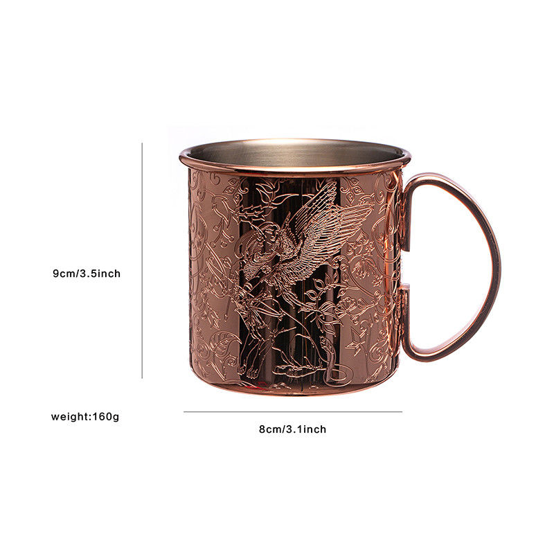304 Edelstahl Kupferbecher Etch Design angepasst Edelstahl Weinkuppen für die Party