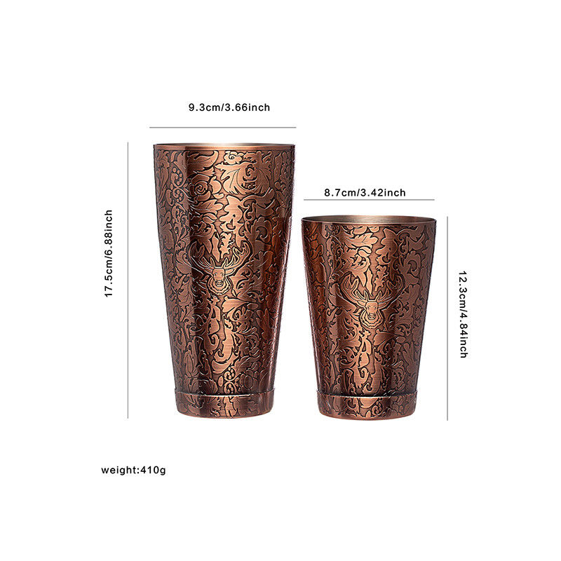 Home Bartending Martini Shaker Set SS304 gebürstete Kupferfarbe