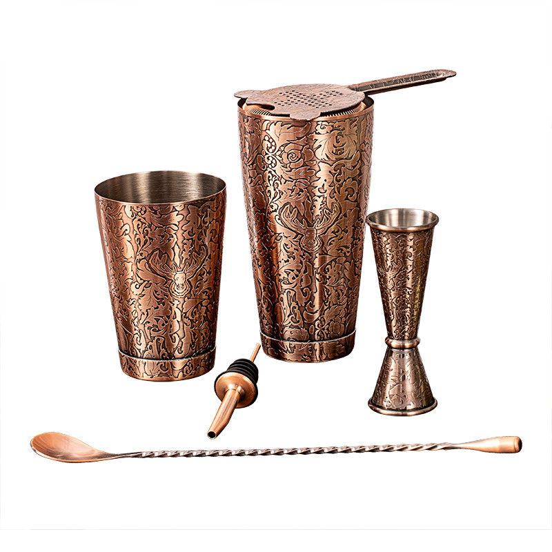 Home Bartending Martini Shaker Set SS304 gebürstete Kupferfarbe