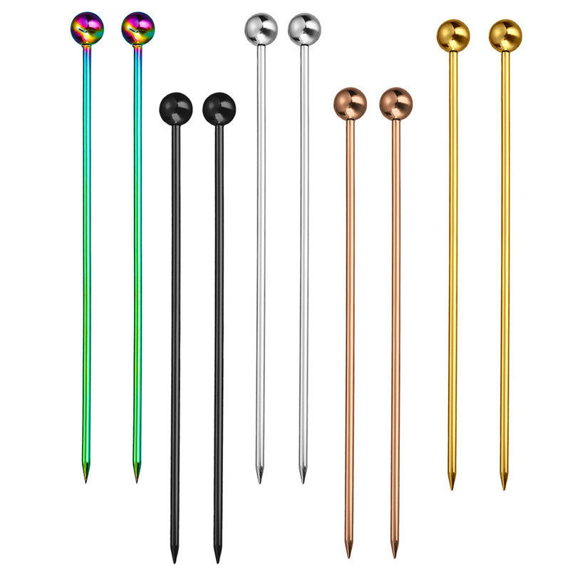 Mehrfachverwendbare Cocktail-Pickers aus Edelstahl 18/8 Fruchtstäbchen-Stick-Tool Metall-Cocktail-Skewers