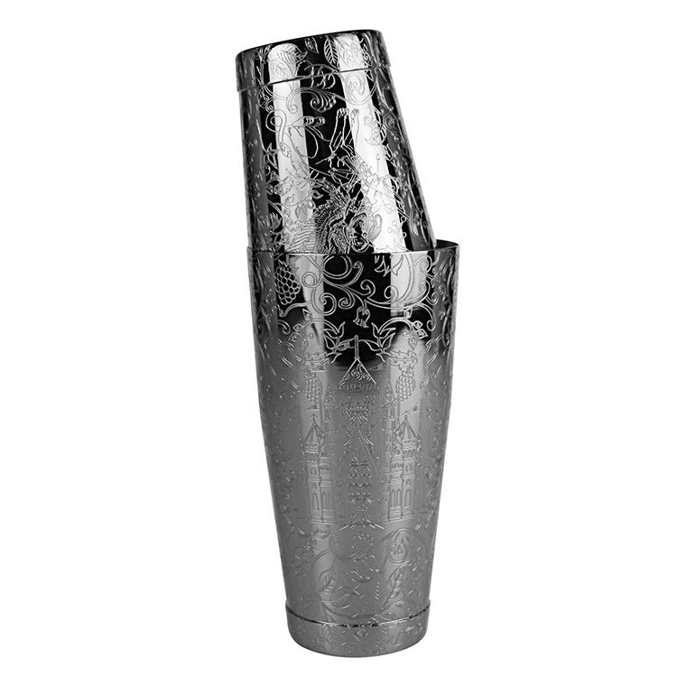 Lebensmittelqualität Test Zertifiziert Edelstahl Boston Shaker mit Ätzen Design für Barkeeper