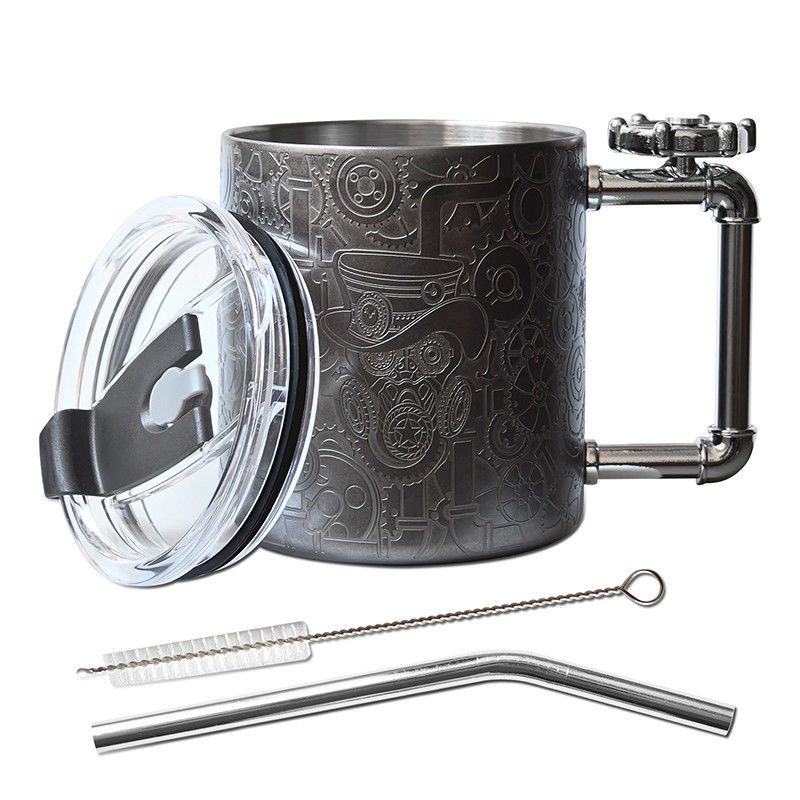 14oz Doppelmauerte Kaffeetasse Steampunk-Stil Stresslinderung Kaffeetasse mit Gyro-Griff